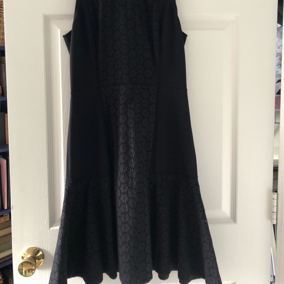 EUC JCrew Collection Paneled Black Eyelet Dress 2 - Picture 2 of 9